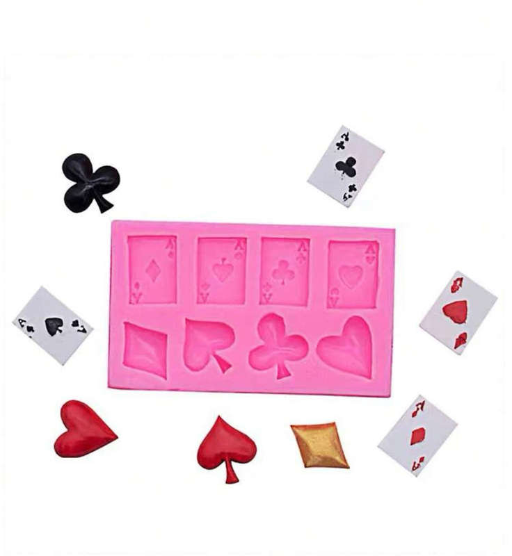 Poker cards silicone mould, for fondant, size of card 2x3cm casino