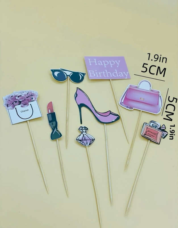 Cardboard Cake Topper Girly Make up
