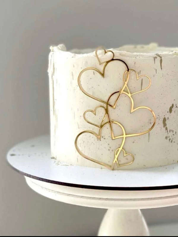 F Line Art Abstract Heart Acrylic Cake Topper