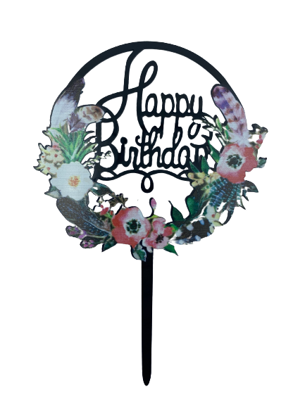 Nr348 Acrylic Cake Topper Happy Birthday Black