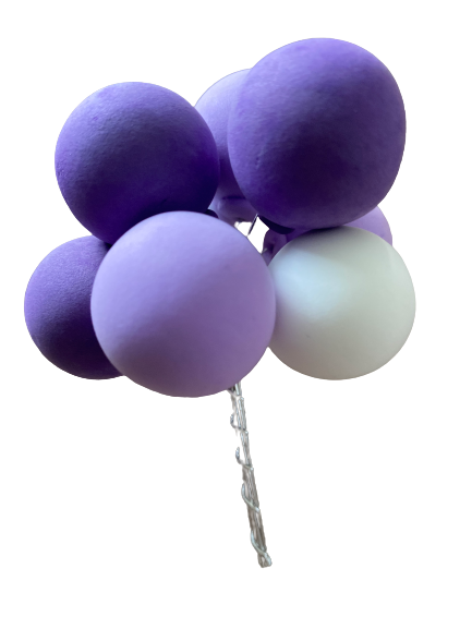 Cake Topper Polystyrene Faux Balls Purple & White 2.5cm