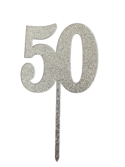 Nr76 Acrylic Cake Topper Number 50 Silver