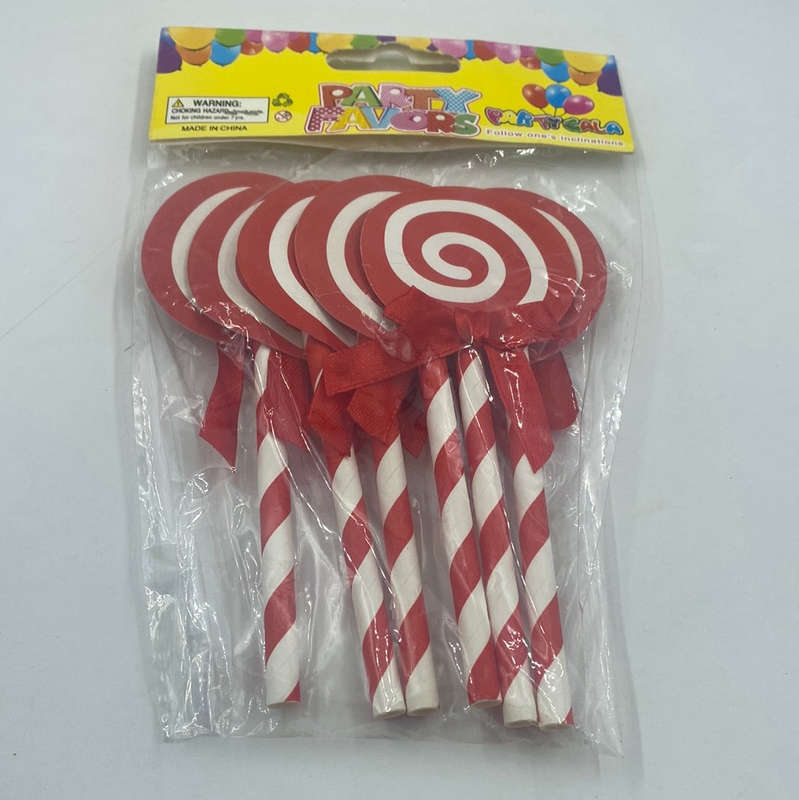 Red Lollipop Cardboard Cake Topper