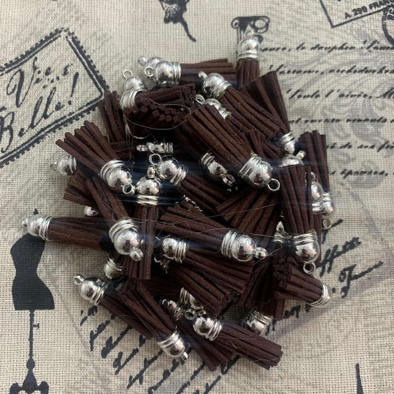 Keyring tassel,  Brown 2.5cm (10 in a pack)