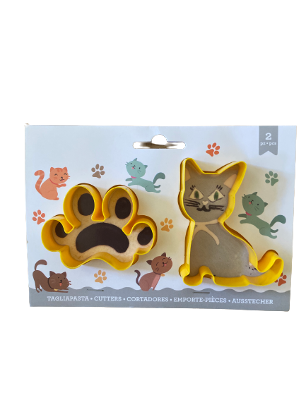 2 Piece Plastic Cat Paw Cookie Cutter Set