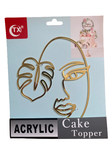A Line Art Abstract Acrylic Cake Topper