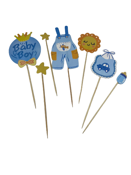 Baby Shower Cardboard Cake Topper Blue