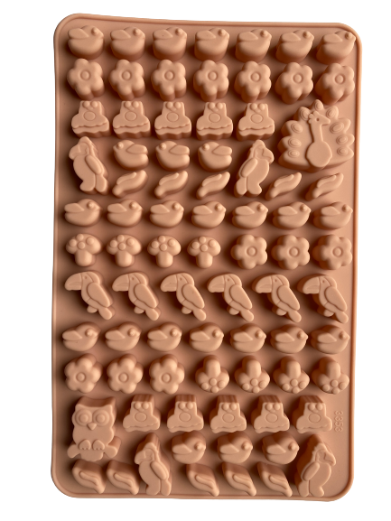 Silicone mould gummy, bird owl, mushroom and flower