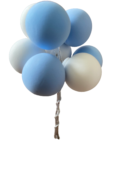 Cake Topper Polystyrene Faux Balls Blue and White