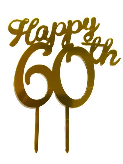 Nr215 Acrylic Cake Topper Happy 60th Gold