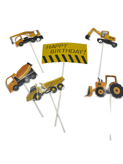 Construction Birthday Cardboard Cake Topper