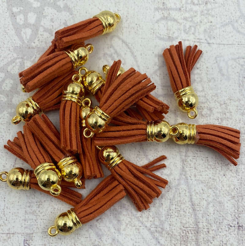 Keyring tassel,  Burnt Orange  2.5cm (10 in a pack)