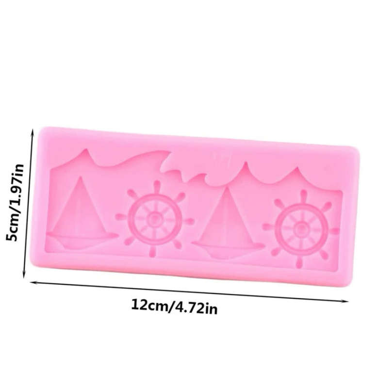 Nautical Fondant anchor ship and waves silicone mould, moulds size12x15cm