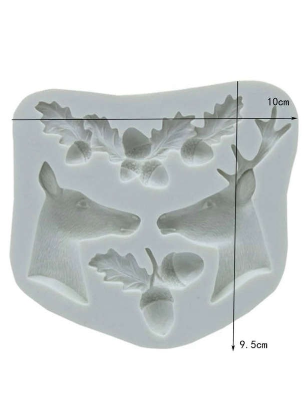 Silicone Mould Christmas Deer and Acorn