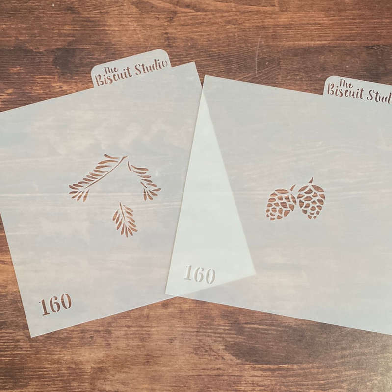 Nr160 Biscuit Studio, Christmas Leave and Acorn Stencil 2pc