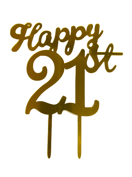 Nr211 Acrylic Cake Topper Happy 21st Gold
