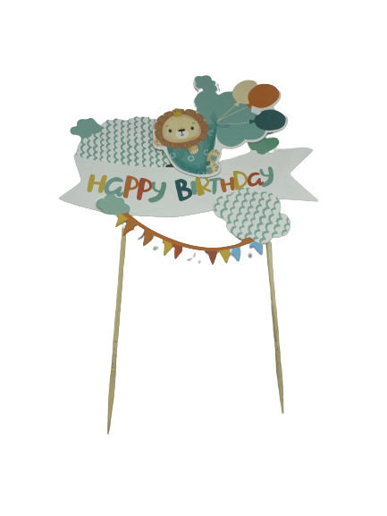 Baby Lion Banner Cardboard Cake Topper