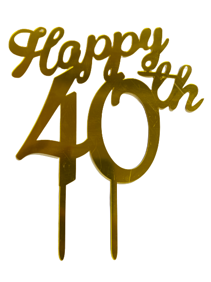 Nr213 Acrylic Cake Topper Happy 40th Gold