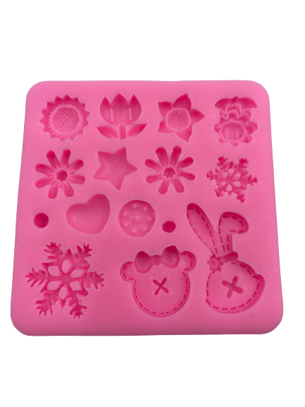 Silicone Mould Flowers Heart and Snow Flake