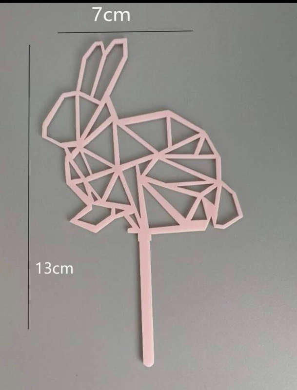 M Line Art Abstract Acrylic Cake Topper Bunny