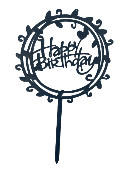 Nr353 Acrylic Cake Topper Happy Birthday Black