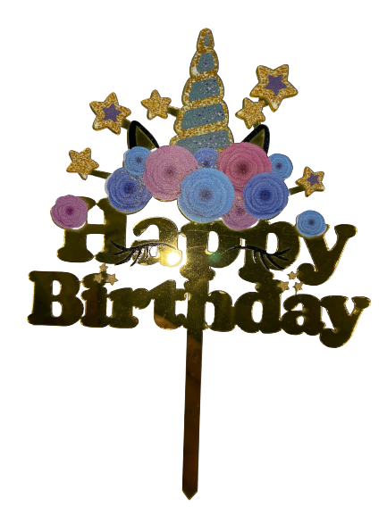 Nr308 Acrylic Cake Topper Birthday Unicorn