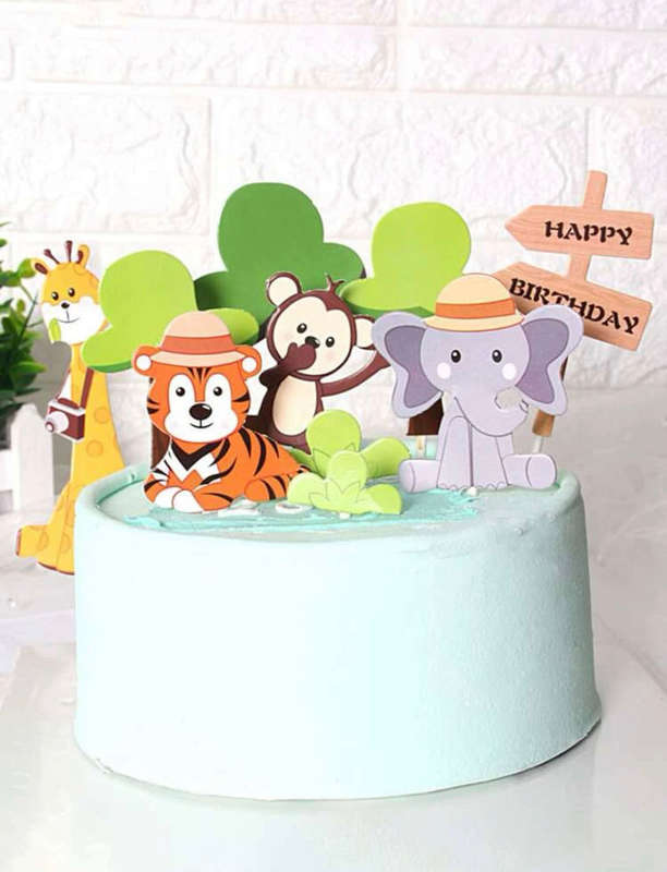 Cardboard Cake Topper Wild Animal Jungle