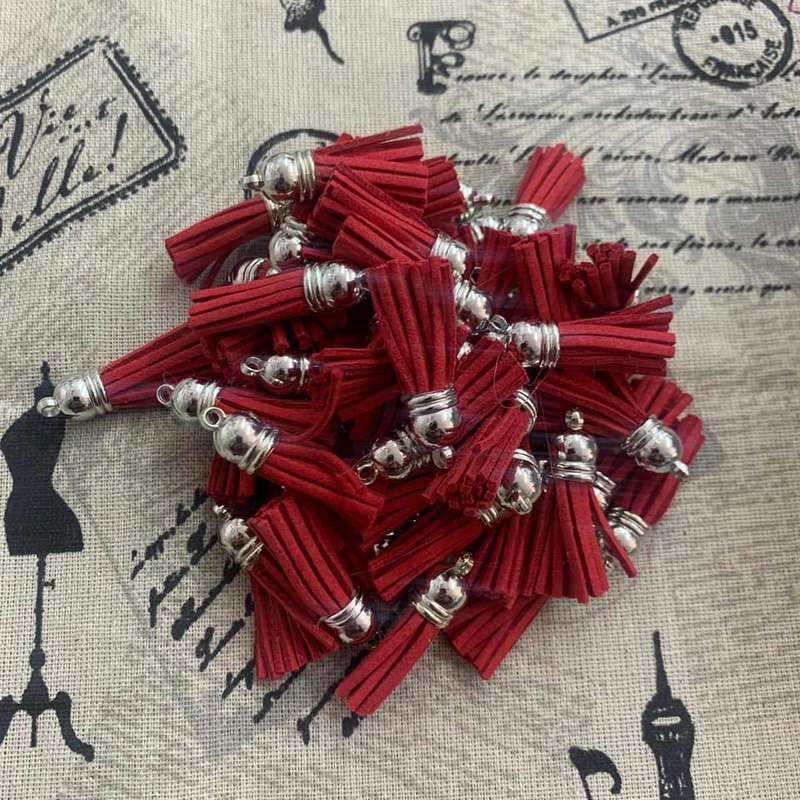 Keyring tassel,  Red 2.5cm (10 in a pack)