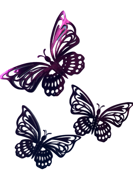 HD004 Wall Sticker Decorating  Butterfly Purple pink  12pc