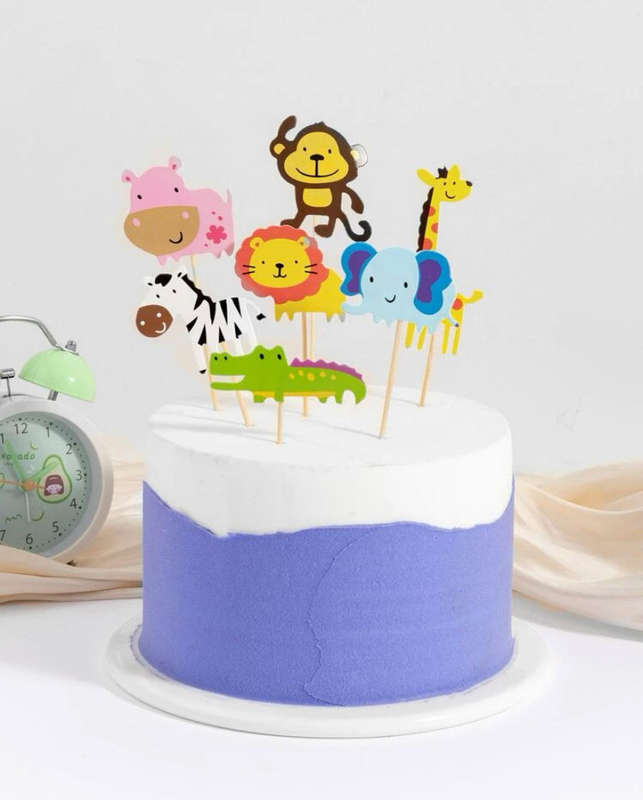Wild animals cardboard cake topper