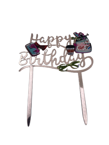 Nr158 Acrylic Cake Topper Happy Girly