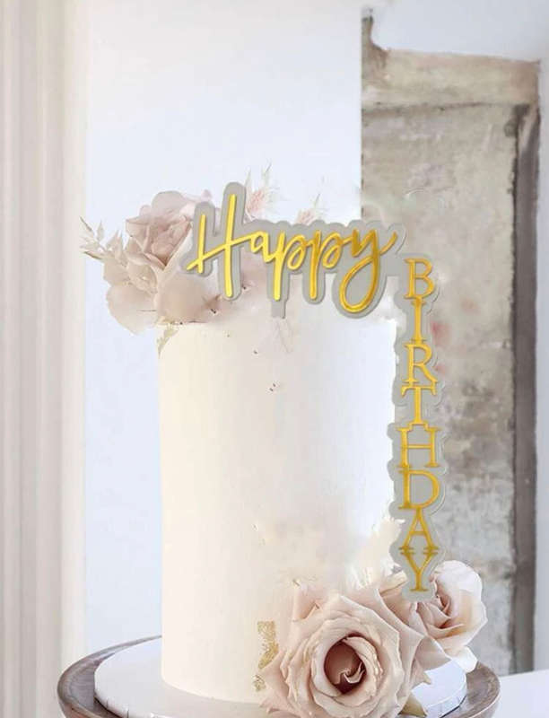 Nr100 Acrylic Cake Topper Happy Birthday