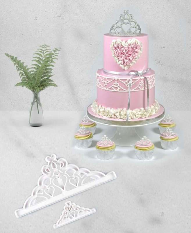 2pc Tiara plastic fondant cutter