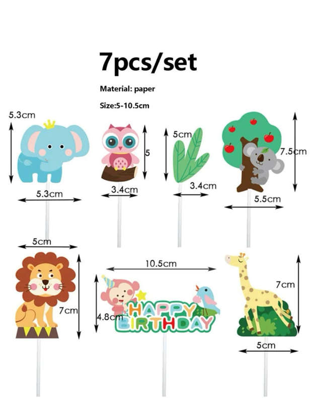 Cardboard Cake Topper Wild Animal Jungle