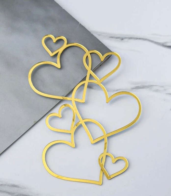 F Line Art Abstract Heart Acrylic Cake Topper