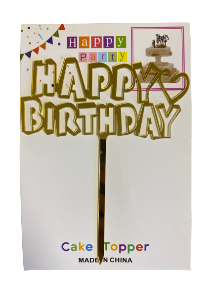 Nr315 Acrylic Cake Topper Happy Birthday Gold