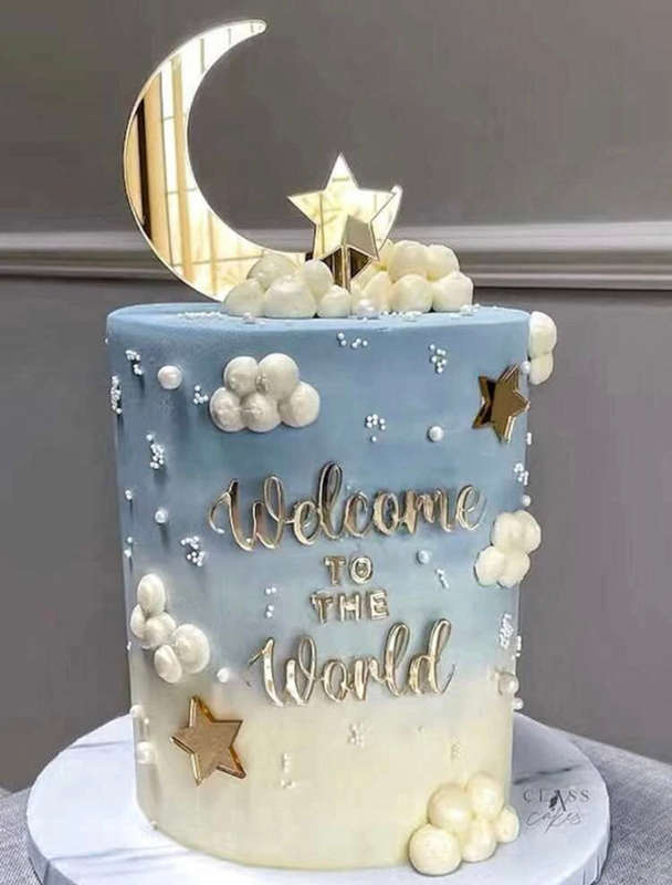 I Line Art Abstract Acrylic Cake Topper