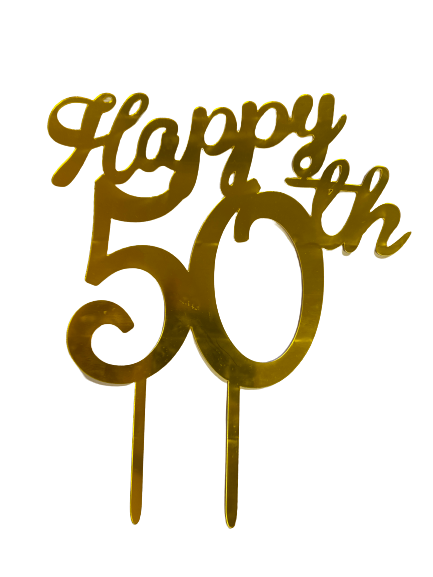 Nr214 Acrylic Cake Topper Happy 50th Gold