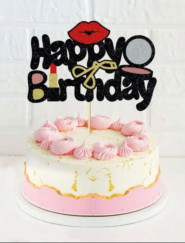 Cardboard Cake Topper Girly Make up