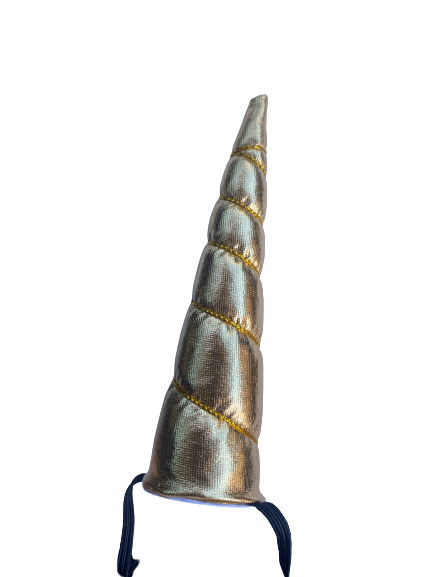 Gold Fabric Unicorn Horn with Elastic 13.5cm