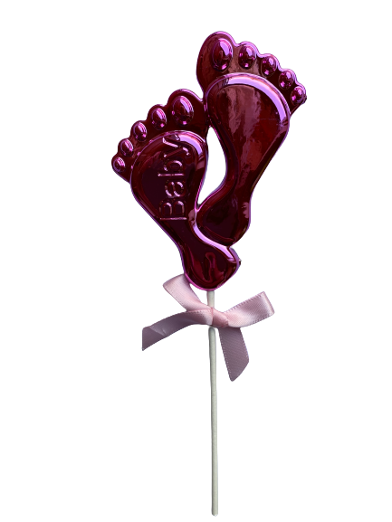 Cake topper plastic,  baby Feet, pink