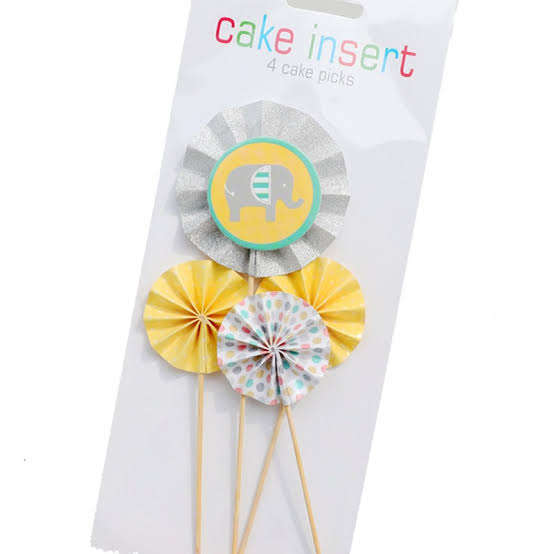 Paper fan cupcake topper stick