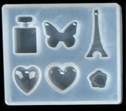 Paris soft silicone mould for resin jewelry, Eiffel tower 3.6x1.7cm, Perfume 2.7x1.7cm