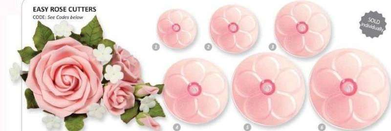 Easy Rose fondant cutter, 6 PIECE SET