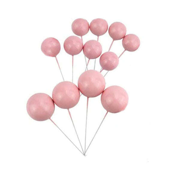Cake Topper Polystyrene Faux Balls Pink 10pcs 4cm