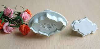 Fondant plaque rose frame patterned border plunger cutter, C