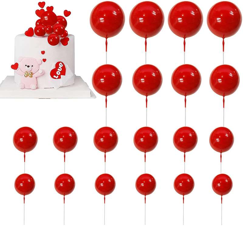 Cake Topper Polystyrene Faux Balls Red 10pcs 4cm