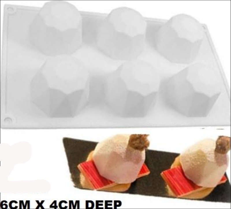 Geometric Round 6 Cavity Silicone Mould, size of cavity 6.3x6.3cm