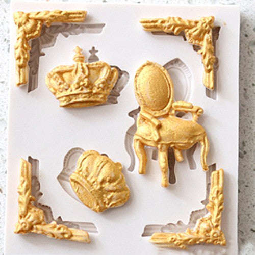 Chair, Crown and frame Silicone fondant/sugar paste mould