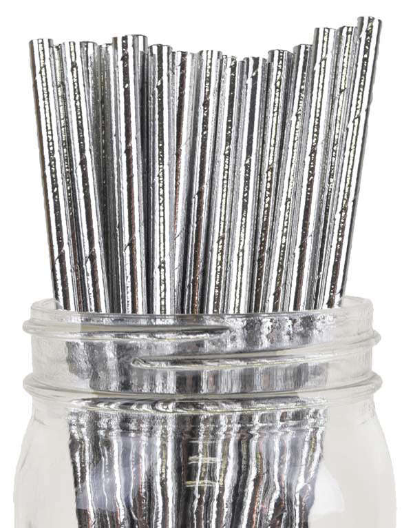 Paper straws 24 piece silver